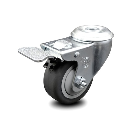 Service Caster 3 Inch Thermoplastic Rubber Wheel Bolt Hole Caster with Total Lock Brake SCC SCC-BHTTL20S314-TPRB